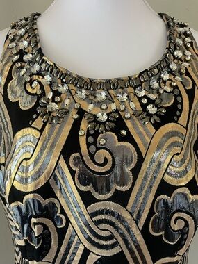 Lilly Pulitzer Black Gold Silver Embellished Sleeveless Blouse